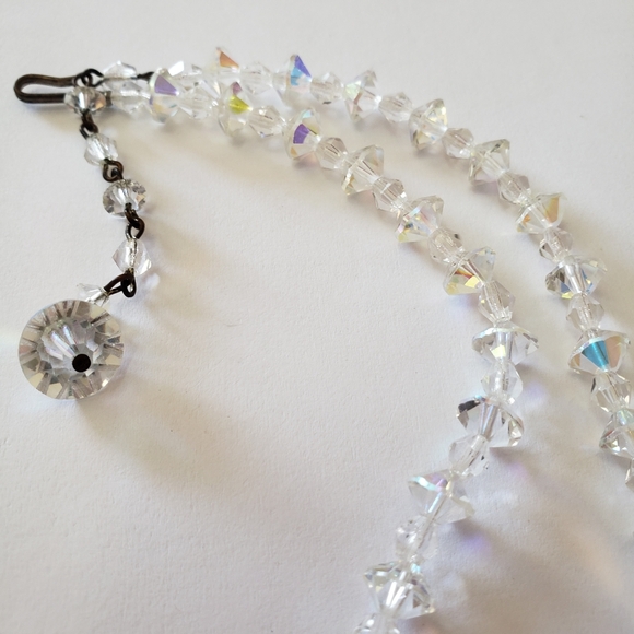 Vintage CHOKER CRYSTAL NECKLACE SINGLE STRAND hook clasp - Picture 4 of 12